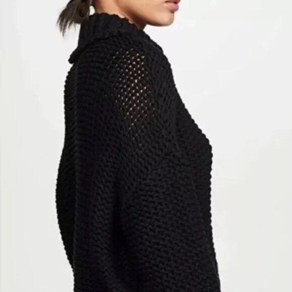 Free People My Only Sunshine Sweater Black Chunky Mock Neck Small - Picture 3 of 12